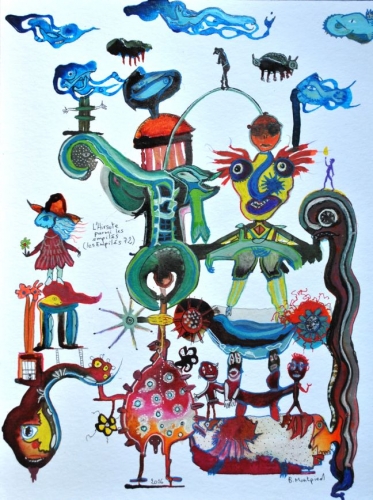 bruno montpied,galerie blandine roques,art singulier,le moi et son double,musée ingres,paul duchein,art de la grotesque,vasari,dessin automatique,surréalisme,série les empilés