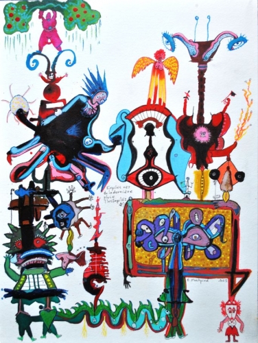 bruno montpied,galerie blandine roques,art singulier,le moi et son double,musée ingres,paul duchein,art de la grotesque,vasari,dessin automatique,surréalisme,série les empilés