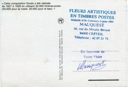 Robert Mauquest et son rosier en timbres, verso carte (2).jpg