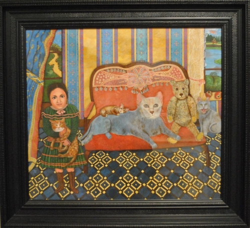 Louise Gattet, Le salon des chats, 1998, goua che sur bois, musée D, don de l (2).JPG